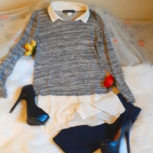 Flawless L/S Collared 2-in-1 Blouse